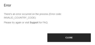 code invalid country receiving error nexon support yet account